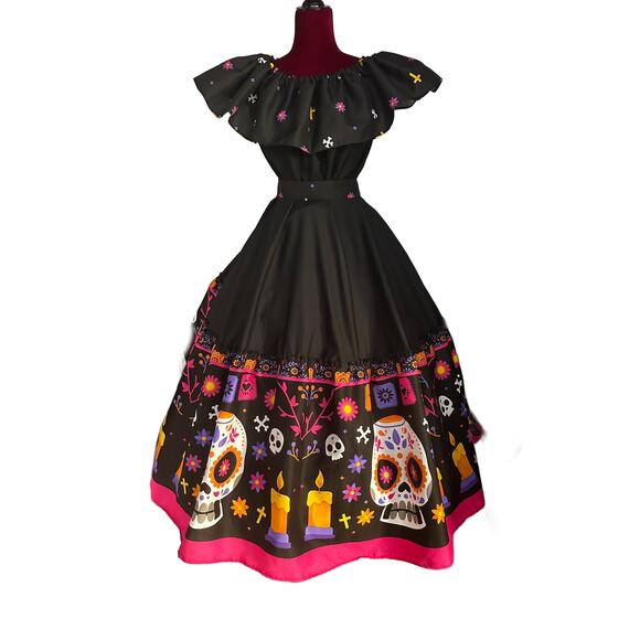 Mexican two piece day of the dead dress mexico todo corazon - Picture 5 of 16